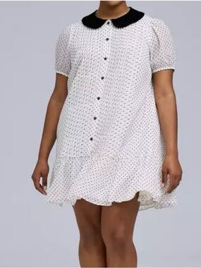 Torrid White Mini Dress Belle Isle Black Collar Size Plus 2